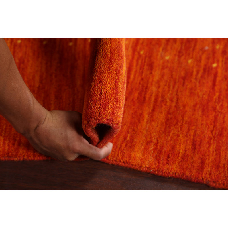 Tapis orange Gabbeh noué à la main 6 x 10