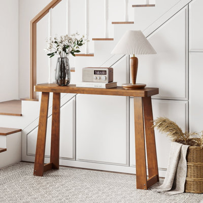 43-Inch Console Table, Narrow Long Rubberwood Table Behind the Couch for Hallway