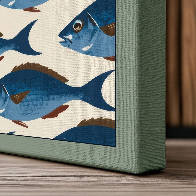 School of Fish Coastal - Wrapped Canvas, 30x20 - 76.2 x 50.8 cm, Sage Border