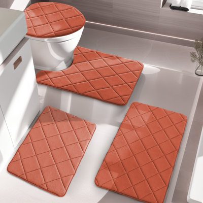 Bath Rug with Non-Slip Backing Memory Foam (Set of 4)