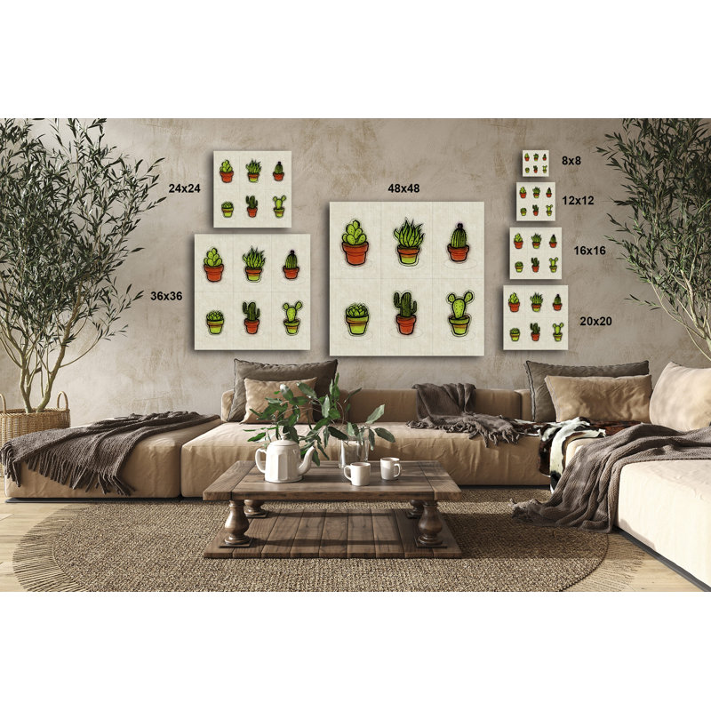 " Cacti Collection ", 16" H x 16" W x 1.5" D