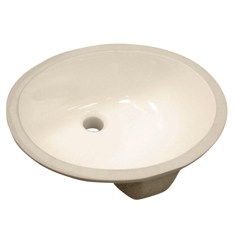 Ceramic Oval Undermount Bathroom Sink with Overflow, Biscuit, 15" x 12"