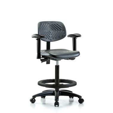 Office Star DC Series Deluxe Breathable Mesh Back Ergonomic Drafting Chair  with Lumbar Support and Adjustable Footring, Black Fabric