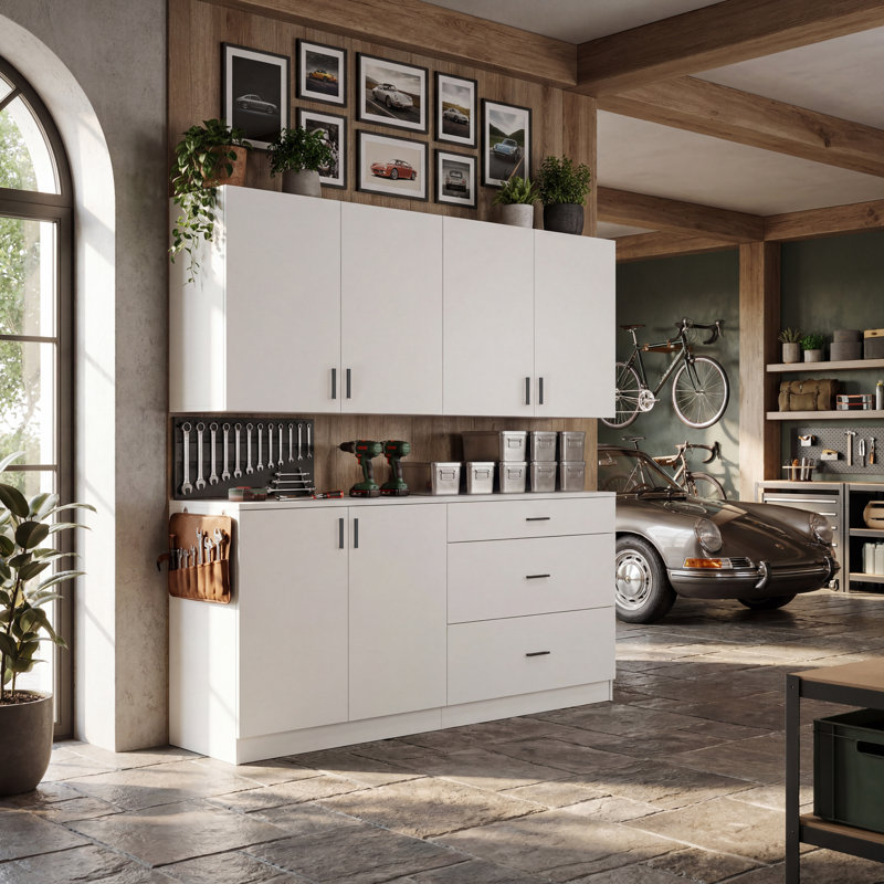 Tall Storage Cabinet With 3 Drawers & Adjustable Shelves – Modern White Multi-Purpose Organizer For Garage, Pantry & Home
