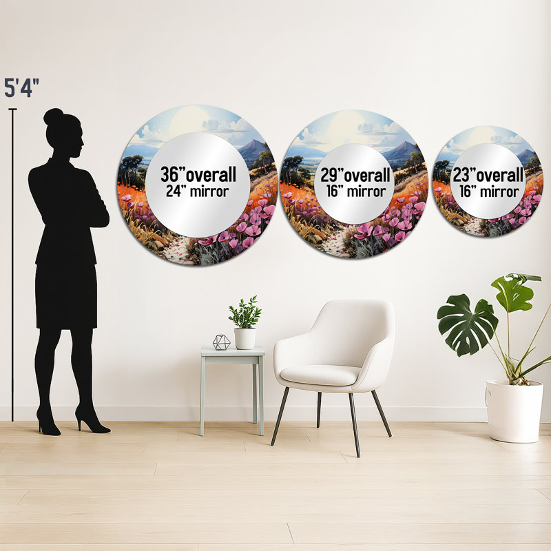 «Vietnam Da Lat Flower Fields II», miroir mural décoratif mauve, impression sur métal, 29 po x 29 po