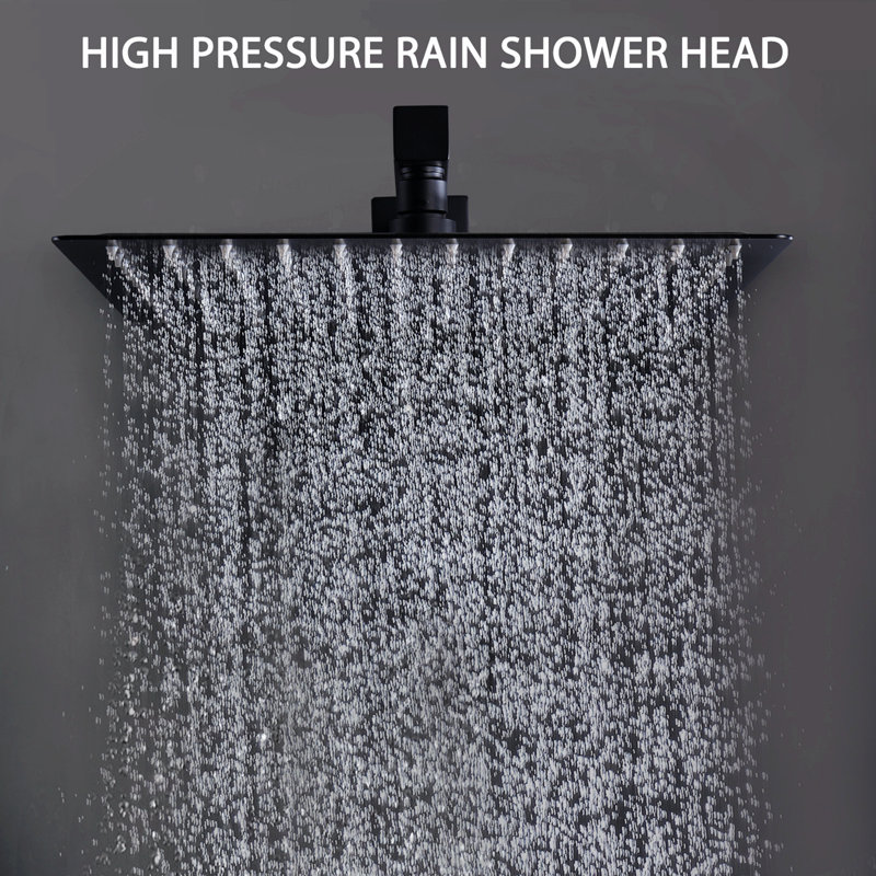 Thermostatic Complete Shower System with Rough in-Valve, Matte Black