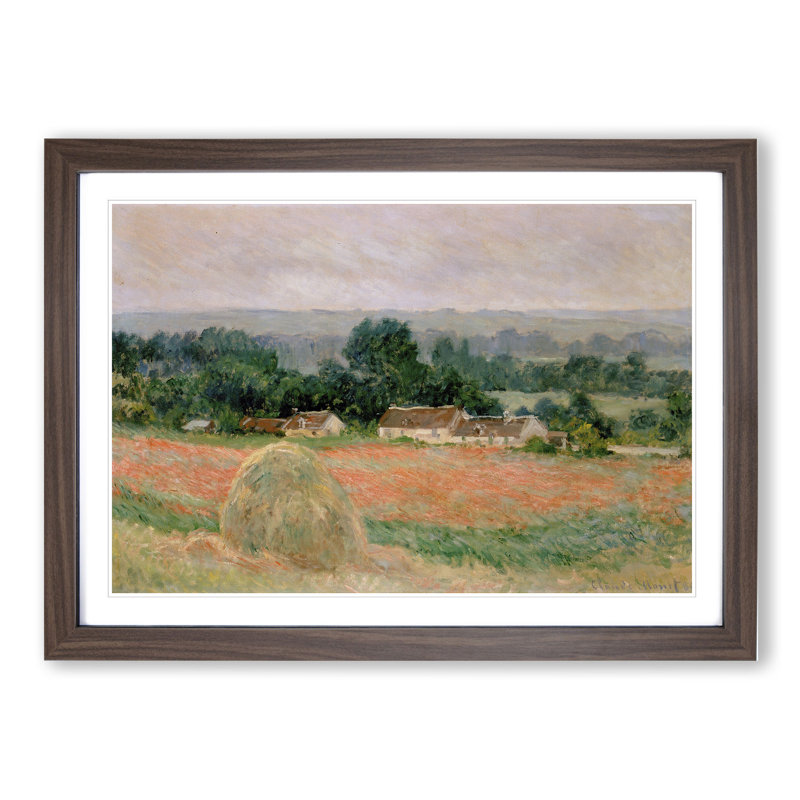 Haystack at Giverny by Claude Monet - Picture Frame Painting, 36cm H x 48cm W x 2cm D, Walnut Framed