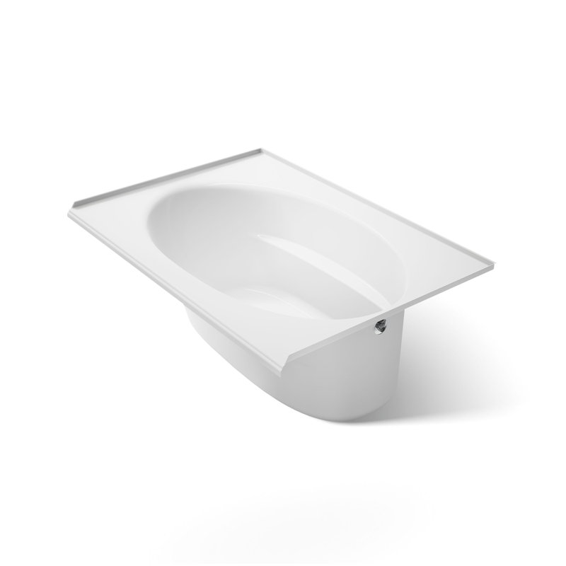 60" x 42" Drop In Soaking Bathtub, White, Right
