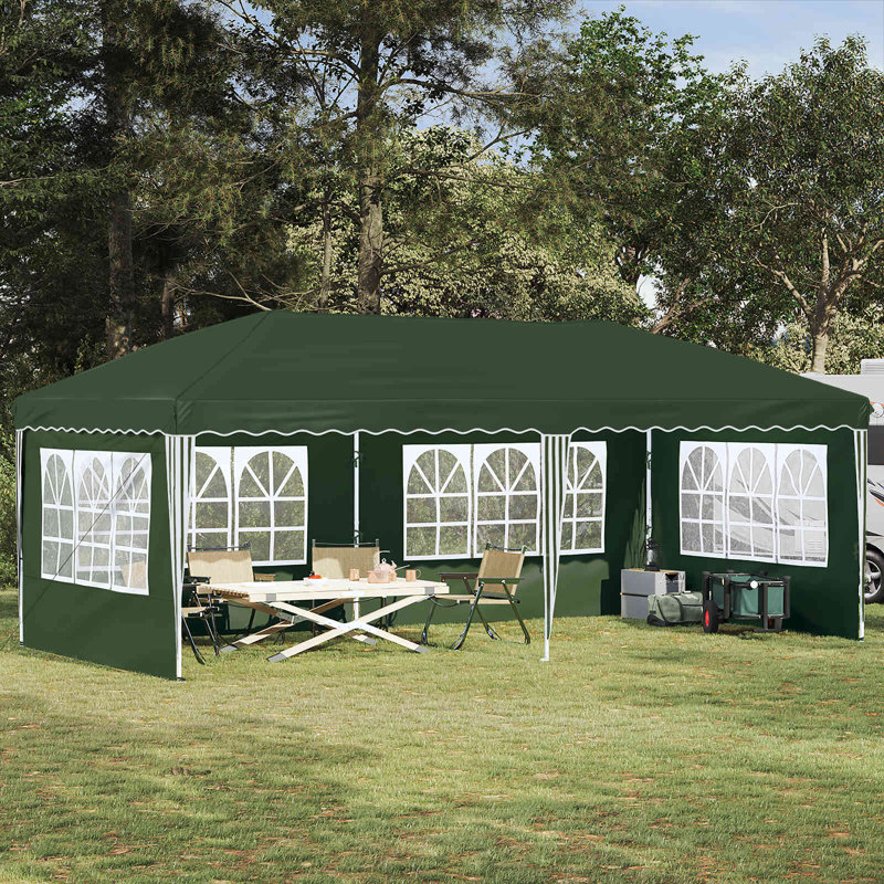vidaXL Pop-up Party Tent 210D Oxford with Silver Coating Pop-Up Shelter Event, Green