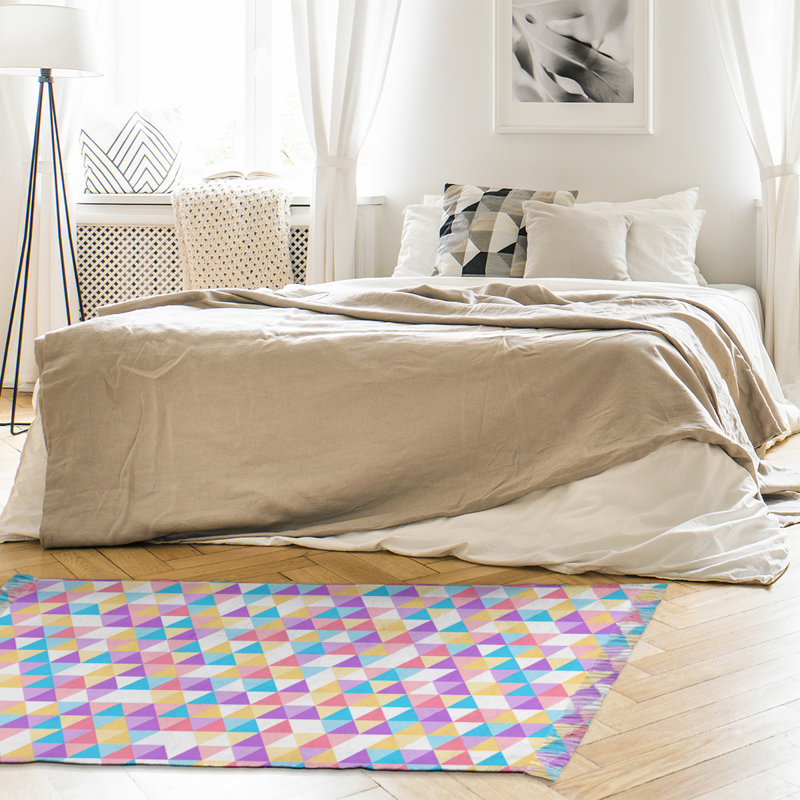 Mauve triangle/jaune/Tapis décoratif bleu, non