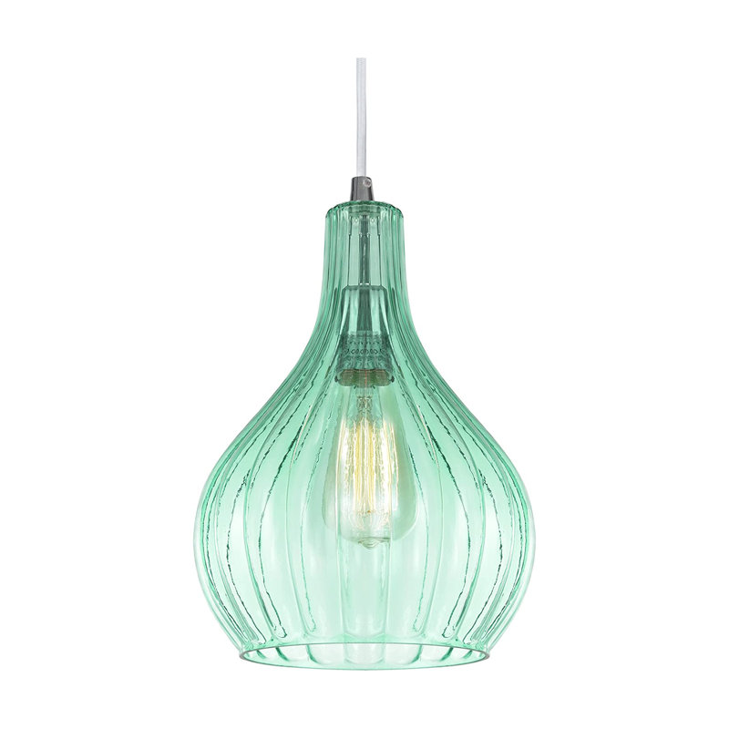 1 - Light Chrome Single Pendant, Surf Green