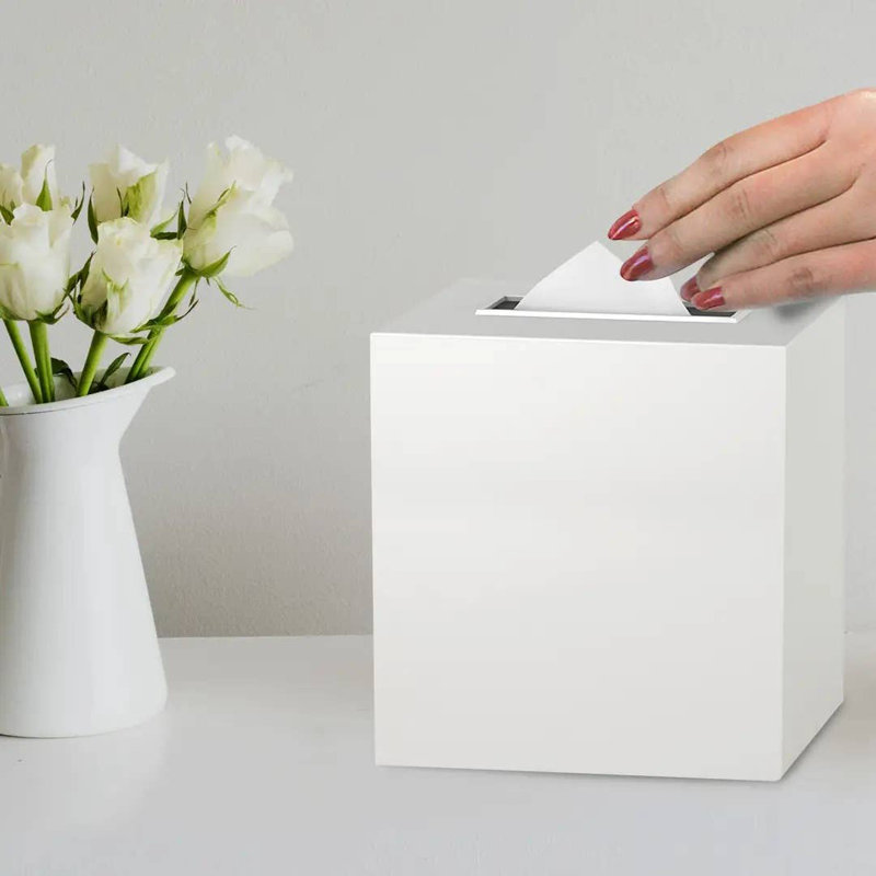 Housse pour boîte à mouchoirs Oneita | Porte-boîte à mouchoirs carré en résine | Blanc