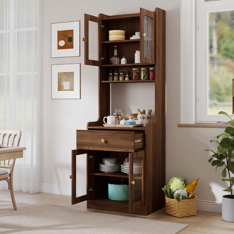 Farmhouse Storage Cabinet with Microwave Stand