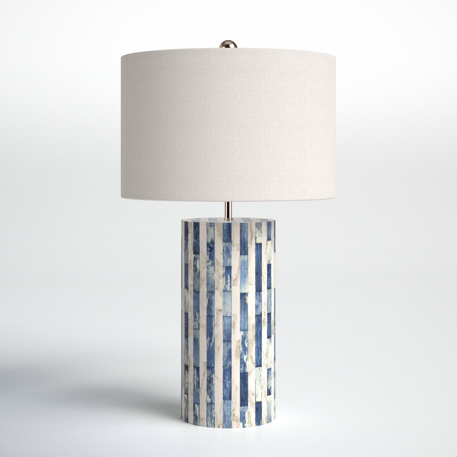 Patterson Bone Inlay Table Lamp, Blue/Off White
