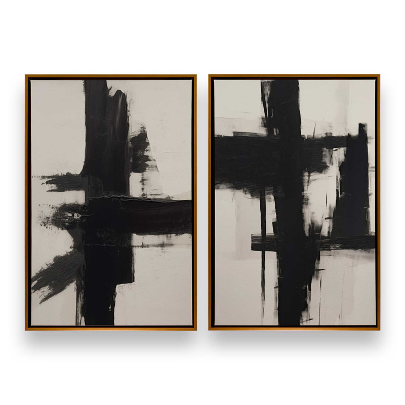 Contrast in Silence, ensemble de 2 impressions sur toile, Cadre flottant en chrome poli, H 18,75 po x l 25,5 po x P 1,75 po