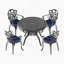 Table de salle à manger 39,37 pouces en fonte d'aluminium avec structure noire et trou pour parasol