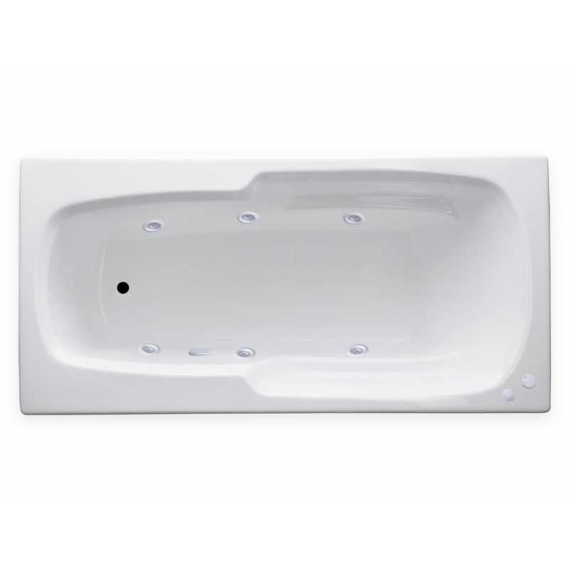 65'' x 32'' Drop-In Whirlpool Acrylic Bathtub, Left