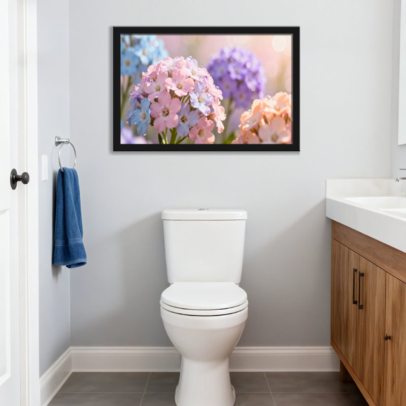 Plantes et fleurs Fleurs pastel sur fond flou artistique, 12" H x 18" W, Toile tendue, Ne s’applique pas