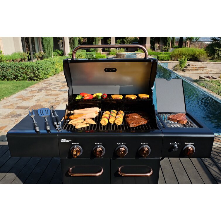 Kenmore 4-Burner Propane Gas Grill with Searing Side Burner in Copper & Reviews | Wayfair