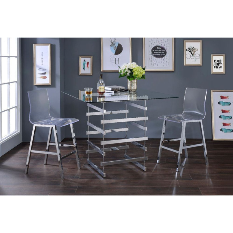 Ransdell Glass Top Metal Base Dining Table
