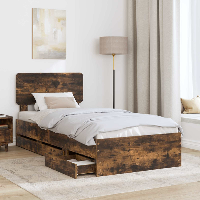 Bed, Smoked Oak, European Single (90 x 200 cm)