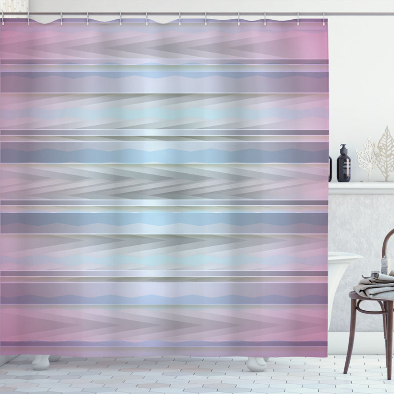 Alize Geometric Shower Curtain with Hooks Included, 69" W x 75" L
