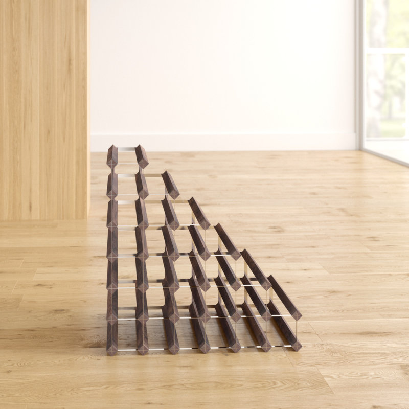 54 Bottle Floor Wine Bottle Rack, Dark Oak Stained Pine