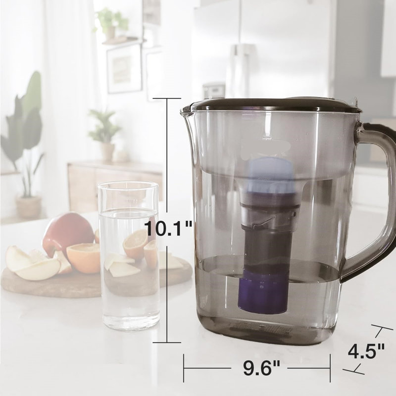 7-Cup Water Filter Pitcher with 1 Genuine PUR Filter 3-in-1 Powerful Filtration BPA Free Dishwasher Safe Smoke