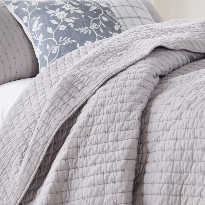 Antique White Full Cotton Quilt Set with Shams