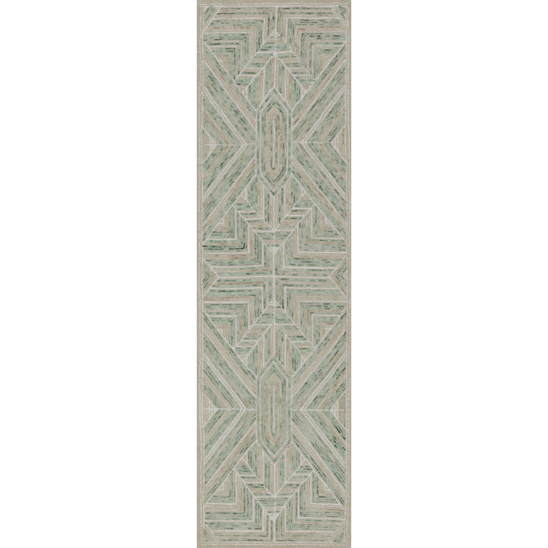 Cyprus Hand-Tufted Cut/Loop Pile Textured Geometric Wool Rug, 2'3" x 8'