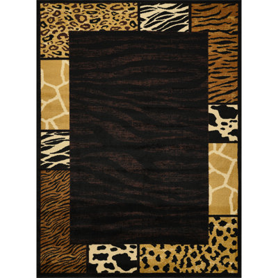 Black 7 ft. 10 in. x 10 ft. 3 in. Animal Print Area Rug