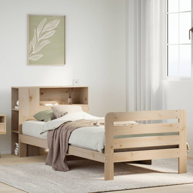 Bed Frame Without Mattress Solid Wood Pine, 96cm x 203.5 cm, Natural