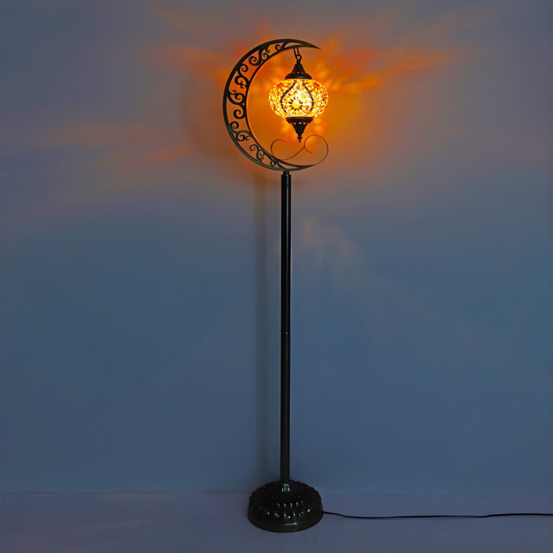 Lampe sur pied en mosaïque en verre teinté Turkish Moon