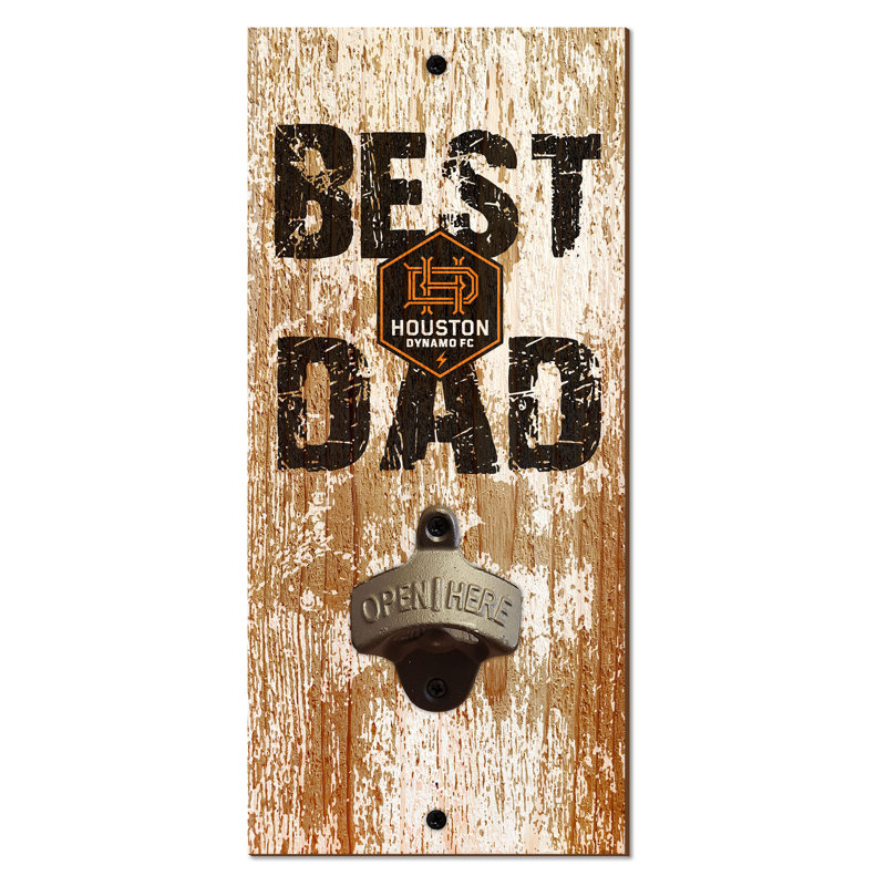 Gold Brass Stainless Steel Bottle Opener, Houston Dynamo