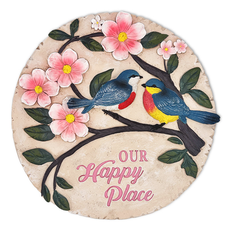 Tremplin Blossoming Songbirds, 9,5 po, décoration de jardin Happiness