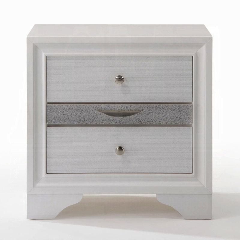 Table de chevet avec tiroirs de rangement, Blanc