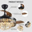 Ventilateur de plafond de 42 po avec ventilateurs de plafond rétractables avec lumières et télécommande 6 vitesses et 3 lumières DEL modifiables en cristal noir-1722565981-1722565983