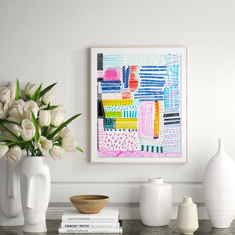 Stacks Of Patterns Print by Melanie Biehle, 24" H x 20" W x 1.5" D, Natural