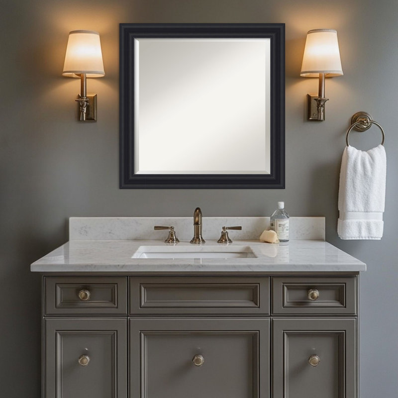 Miroir mural de salle de bain Dalat, 23,75 po x 19,75 po, Noir