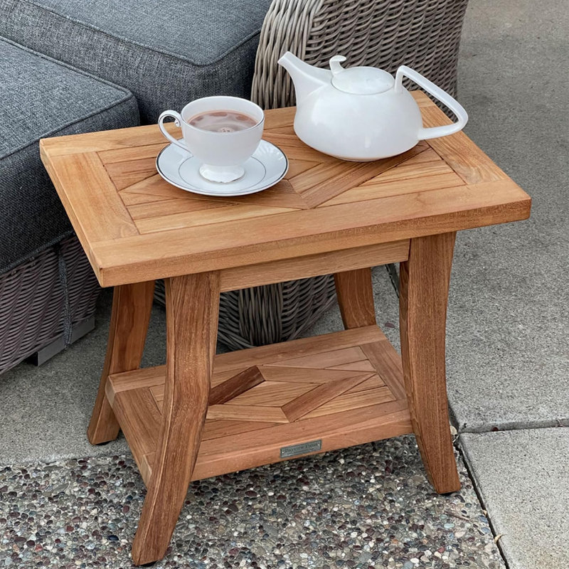 Banc de douche en bois de teck massif avec tablette de rangement Nautica