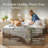 Wooden Platform Bed Frame with Lift Up Storage, Full, Taupe-233056689-204592578