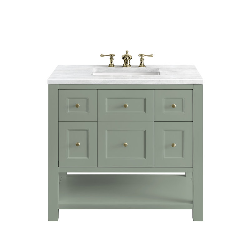 Breckenridge 36'' W Single Vanity, White Zeus, Smokey Celadon, 8" Widespread