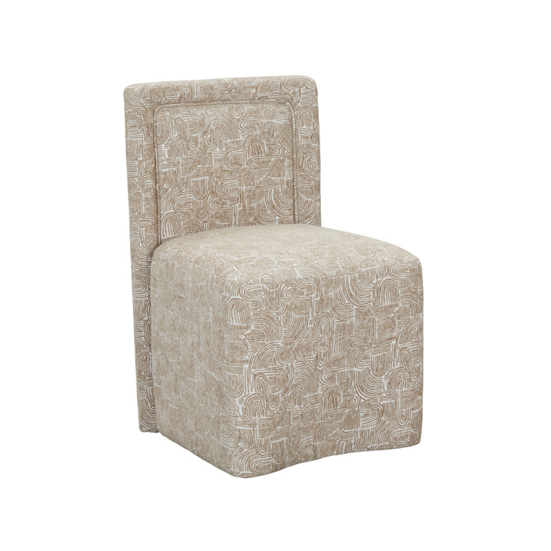 Chaise rembourrée moderne avec roulettes, Jaune terre, 1