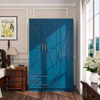 Shaker 3-Door Armoire With Drawers by HOMEIBRO