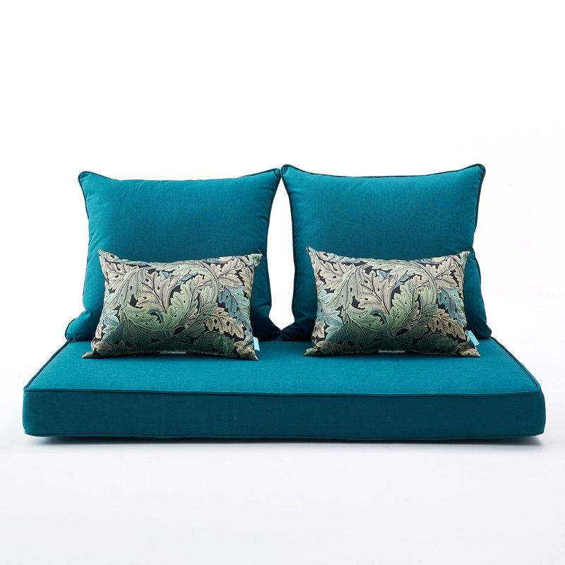 Outdoor 4'' Bench Seat / Back Cushion, Peacock Blue