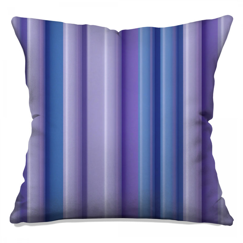 Coussins décoratifs à rayures bleues et mauves, 18 x 18 inches