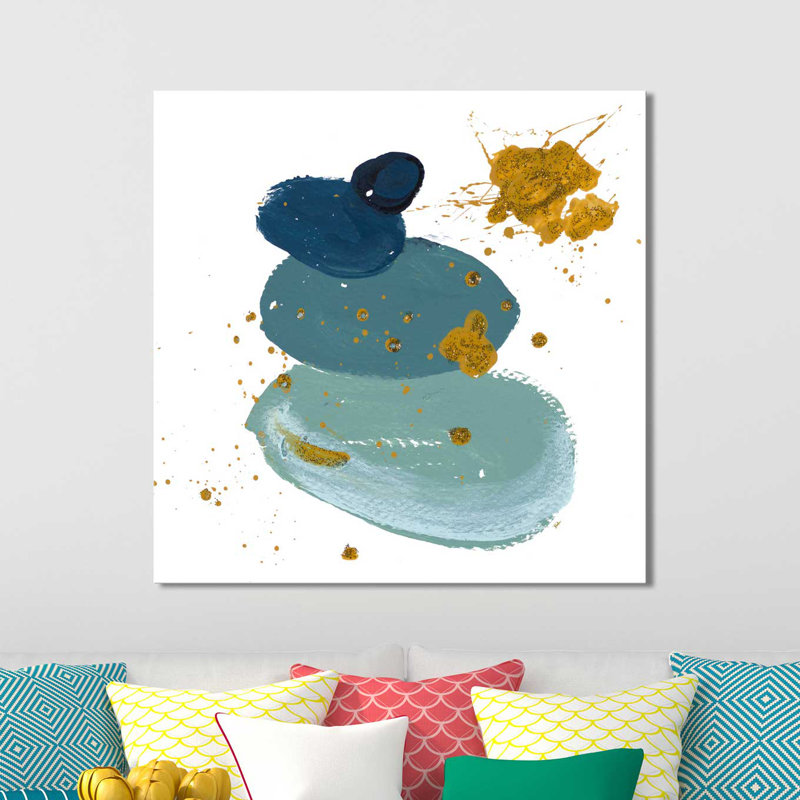 «Blue Stones Square», reproduction de peinture acrylique, H 18 po x l 18 po x P 1 po, Toile tendue