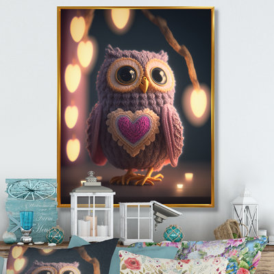 Mousakheel - Hibou mignon en cœur de Saint-Valentin - reproduction sur toile