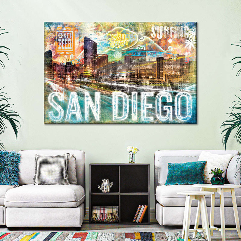 San Diego City Repères - impression sur toile tendue, H 20 po x l 30 po x P 1,25 po