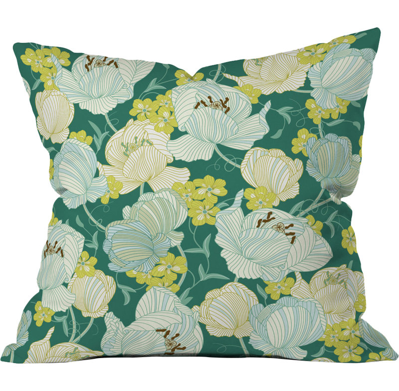 Coussin en polyester Flower Fields, 16 po x 16 po